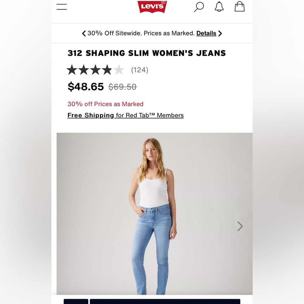 312 SHAPING SLIM WOMEN'S JEANS W31 x L28